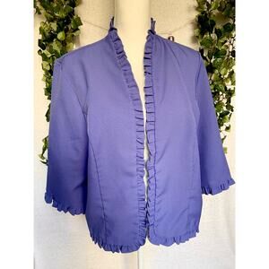 Anthony Richards Vintage 80,s Ruffle Lined Blue Cardigan Size 18W - 2X